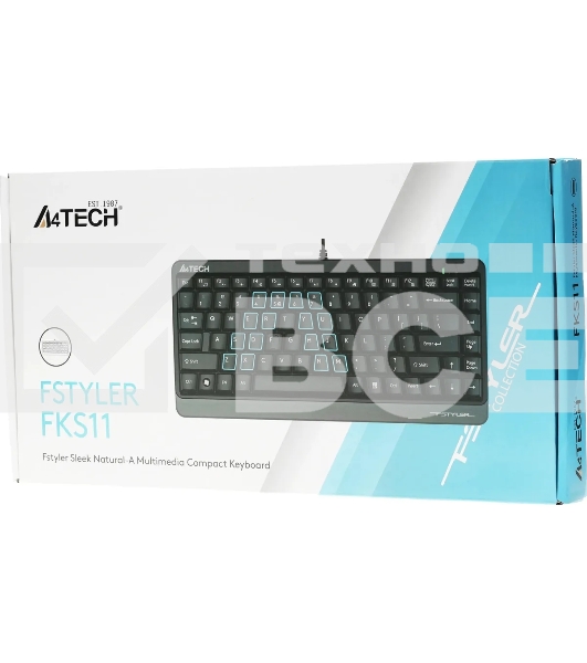 Клавиатура A4Tech Fstyler FKS11 проводная, USB, черный/серый
