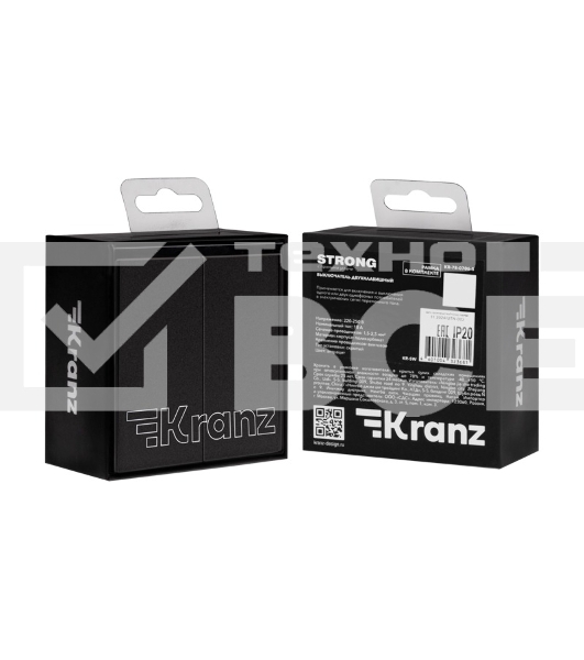 Выключатель STRONG 2 кл 10А с/у графит KRANZ