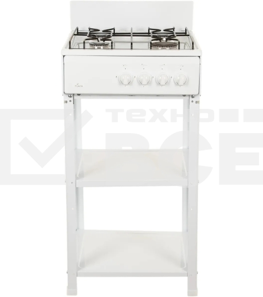 Плита газовая Flama AVG 1407 W белый, конфорок 4 газовых, духовка отсутствует, 50 см x 85 см x 57 см