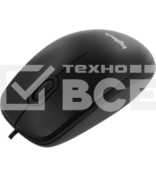 Мышь проводная Logitech B100 черный, 1000 dpi, USB, кнопки - 3