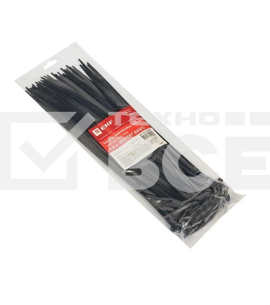 Хомут кабельный 4.8х300 нейл. черный (уп. 100 шт) EKF plc-cb-4.8x300
