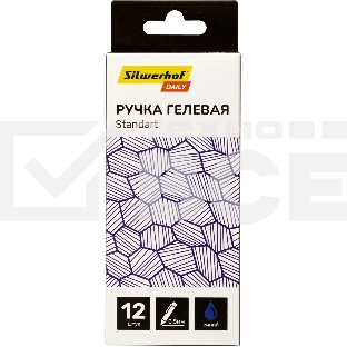 Набор ручек гелевых автоматическая Silwerhof Daily NG Standart, d=0.5мм, синие чернила, коробка картонная (12шт), линия 0.3мм