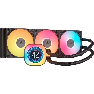 Система жидкостного охлаждения Corsair iCUE LINK TITAN 360 RX LCD (360мм, черный, RGb/ Fans: 3x120мм, 73.5CFM, 36dBA, 2100RPM/ S: 1851, 1700, AM5, AM4)