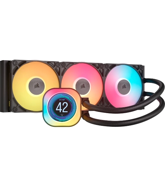 Система жидкостного охлаждения Corsair iCUE LINK TITAN 360 RX LCD (360мм, черный, RGb/ Fans: 3x120мм, 73.5CFM, 36dBA, 2100RPM/ S: 1851, 1700, AM5, AM4)