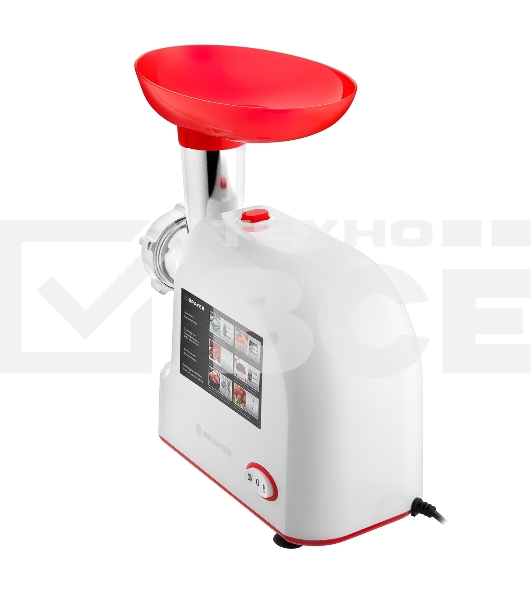 Мясорубка BRAYER BR1603, 1500 Вт, реверс, насадки кеббе, колбасы, овощи, 2 диска, отсек для хранен