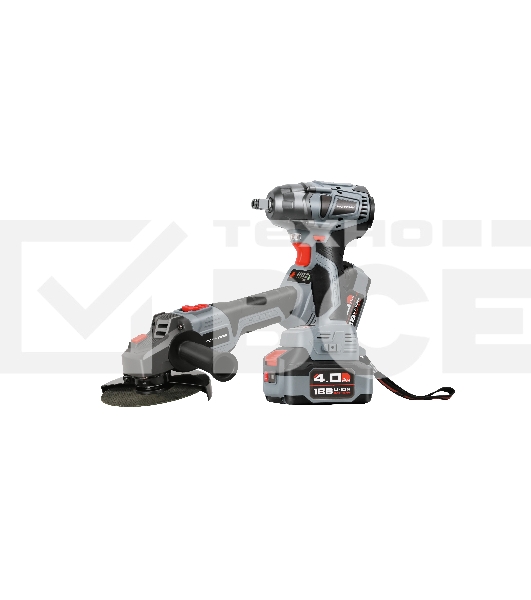 Аккумуляторный бесщеточный НАБОР 2в1 ProfiPower E0092: УШМ E0080 и гайковерт E0081 (Li-ion-2шт 18В, 4.0А·ч, З/У)