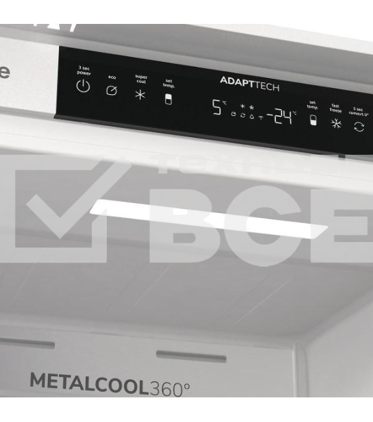 Встраиваемый холодильник Gorenje NRKI517E82WF, полезный объем 244 л, электронное управление, цифровой дисплей, автоматическое размораживание No Frost, быстрое замораживание, интенсивное охлаждение, зона свежести с контролем влажности, инверторный компрессор, энергоэффективность А+