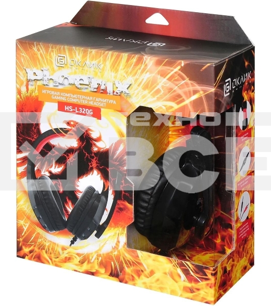 Гарнитура проводная с микрофоном Oklick Phoenix HS-L320G черный/красный 1.9м мониторы оголовье (NO-3000)