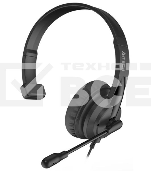 Гарнитура проводная с микрофоном A4Tech HU-11 черный 2м накладные USB оголовье