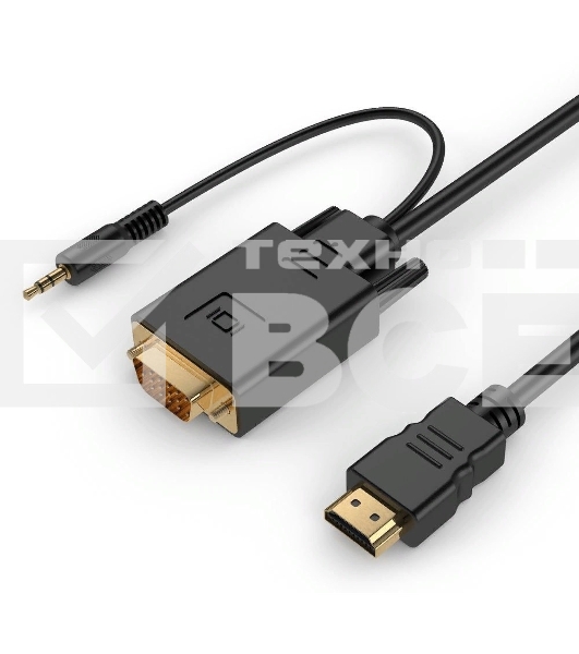 Кабель-переходник аудио-видео Premier 5-983AU HDMI (m)/VGA (m) 1.8м. черный (5-983AU 1.8)