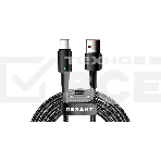 Кабель Rexant 18-7064 USB-A – Type-C, 6А, 66Вт, 1м, в черной нейлоновой оплетке, со световой индикацией, фото 1