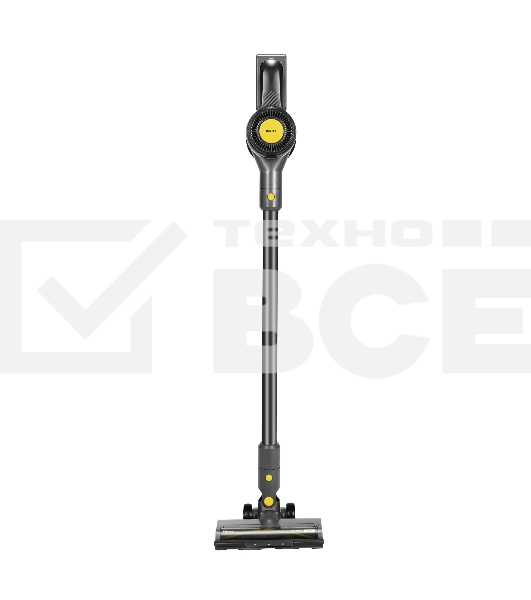 Пылесос вертикальный Centek CT-2573 черный/желтый, питание от аккумулятора, 215 Вт, уборка сухая, пылесборник 0.8 л, работа от АКБ max 45 мин