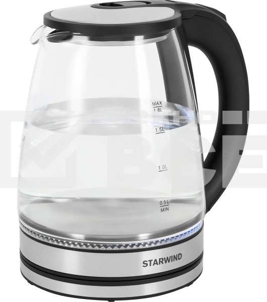 Чайник электрический Starwind SKG2114 1,8л. 1800Вт черный/прозрачный корпус: стекло