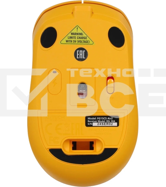 Мышь беспроводная A4Tech Fstyler FG15CS Air2 желтый, 1200 dpi, радиоканал, USB, кнопки - 3