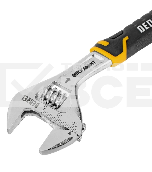 Ключ разводной Denzel 15741, 150 мм (раскрытие до 23 мм), CrV, с быстрым сбросом, кованый, TPR рукоятка