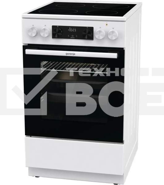 Плита электрическая Gorenje GEC5C42WG белый, конфорок 4 электрических, духовка 70 л, 50 см x 85 см x 59.4 см (без крышки)