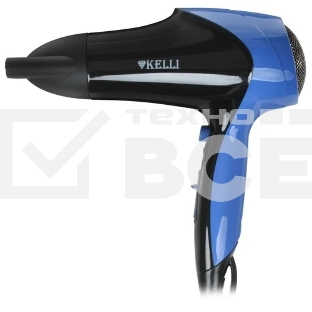 Фен Kelli KL-1121 черный/синий, 1800 Вт