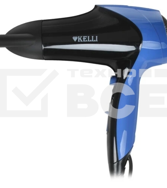 Фен Kelli KL-1121 черный/синий, 1800 Вт