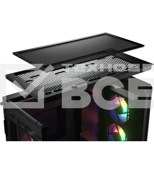 Компьютерный корпус Cougar Airface Pro RGb Black 4x120MM ARGb FAN, ARGb FAN HUB, БЕЗ БП, черный, E-ATX