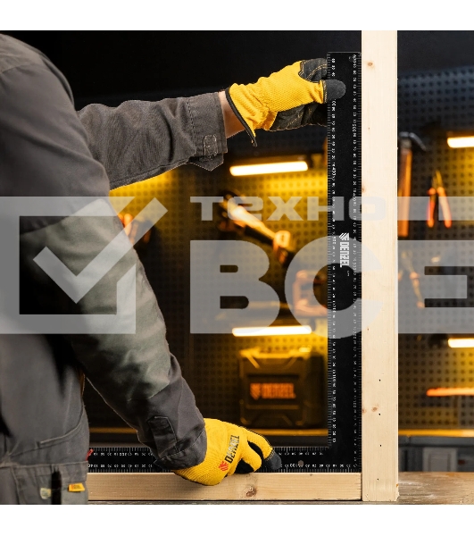 Угольник Denzel 400 х 600 мм, алюминиевый, лазерная гравировка