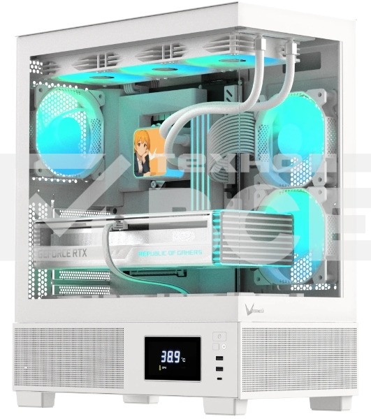 Компьютерный корпус AeroCool / Formula V Line Crystal E1 White, ATX, TYPE-C*1, USB3.0*2, Switch Display Panel
