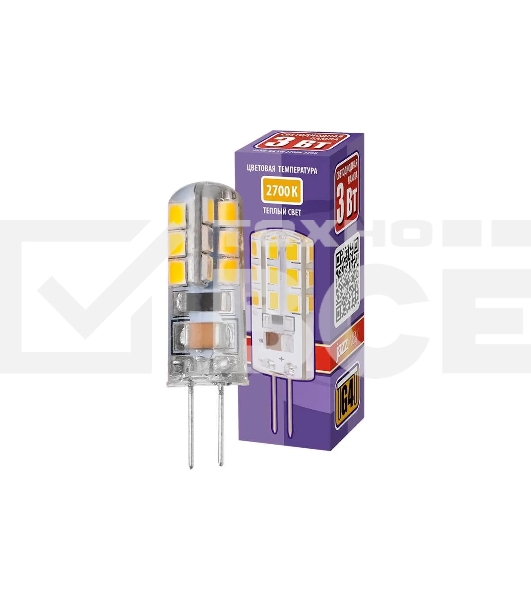 Лампа светодиодная JazzWay PLED-G4 3Вт капсульная 2700К теплый белый G4 200лм 220-230В