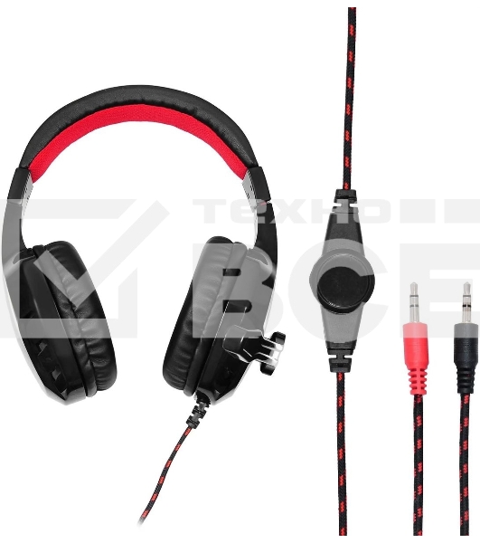 Гарнитура проводная с микрофоном Oklick Phoenix HS-L320G черный/красный 1.9м мониторы оголовье (NO-3000)