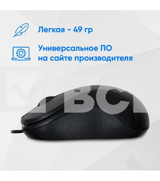 Мышь проводная Oklick 115S черный, 1200 dpi, USB, кнопки - 3