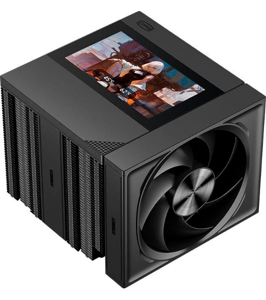 Кулер для процессора PCCooler RZ820 Display BK (290W, 4-pin PWM, LED, 169mm, Al/Cu, 8x6mm, 1x140mm + 1x150mm, 71.9/78.7CFM, 27.1/35.8dBA, 1500/2500RPM, S: 1851/1700/1200/115X/20XX, AM5/AM4, black)