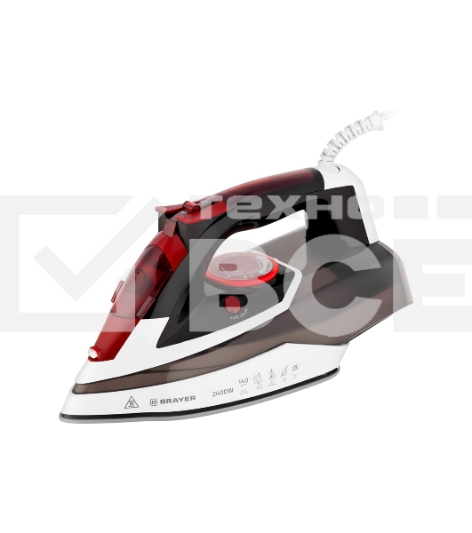 Утюг BRAYER BR4005, 2400 Вт, керамическое покрытие, пар 140 г/мин, антикапля, разбрызгивание, 360 мл, вертикальное отпаривание