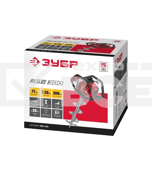 Мотобур Зубр МБ2-300, d=60-300 мм, 71 см3