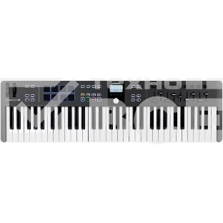 Клавиатура MIDI [231532] Arturia [KeyLab Essential 61 mk3 Black] 61 клавиша, LCD дисплей, 9 энкодеров, 8 пэдов, 9 фейдеров, 12 кнопок управления, колеса высоты тона и модуляции, 1/4