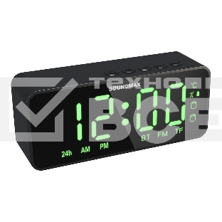 Радиочасы с будильником SOUNDMAX SM-1520B (черный с зеленым)