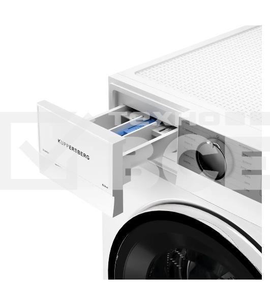 Стирально-сушильная машина Kuppersberg WDM 470 W, High-Tech, отдельностоящая, глубина 52.5 см, загрузка 8 кг, загрузка при сушке 6 кг, 14 программ, 1400 об/мин, инверторный BLDC двигатель, сенсорное/поворотное управление, пар, самодиагностика, дозагрузка белья, отложенный старт, контроль пенообразования, белый/серебристый