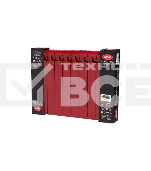 Радиатор биметаллический RIFAR Monolit 500 х 10 секций БОРДО боковое подключение