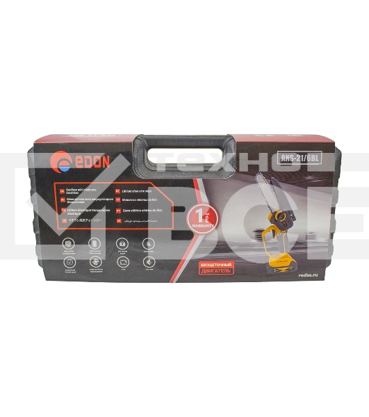 Мини-пила цепная аккумуляторная EDON ANS-21/6BL желтый/черный 25165