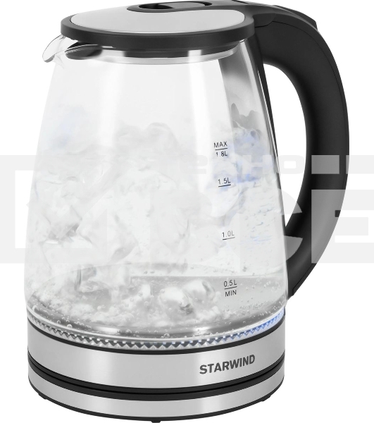 Чайник электрический Starwind SKG2114 1,8л. 1800Вт черный/прозрачный корпус: стекло