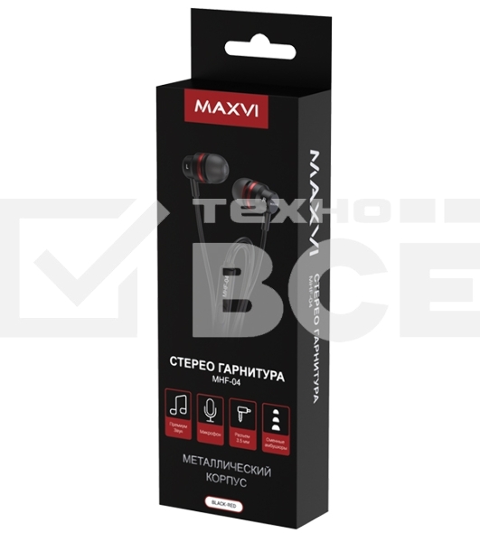 Стереогарнитура Maxvi MHF-04 black-red