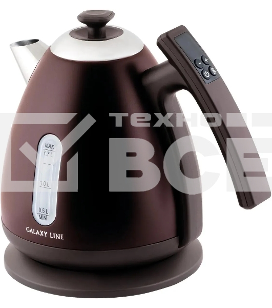 Чайник электрический Galaxy Line GL 0343, горький шоколад, металл, 2200 Вт, 1,7 л