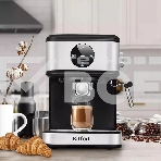 Кофеварка рожковая Kitfort КТ-7224 нержавеющая сталь/черный, исп. кофе - молотый, 1.5 л, 1100 Вт, 15 Бар., фото3