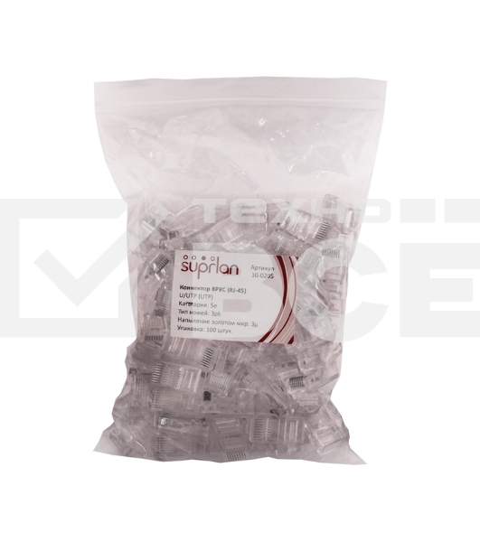 Коннектор Suprlan 10-0209, UTP кат.5E, RJ45, серый (упак.:100шт)