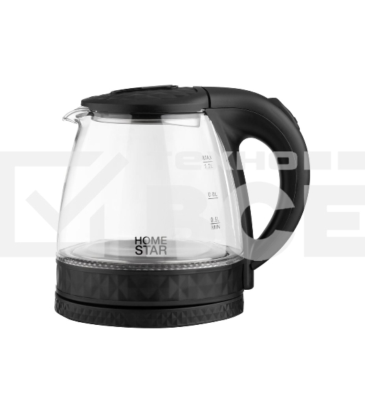 Чайник электрический Homestar HS-1053 1.2л. стекло, пластик, черный