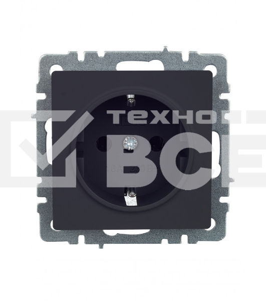 Розетка 1-местная IEK BRITE 16А РС11-1-0-БрГ с заземлением, без защитных шторок, 16А, графит