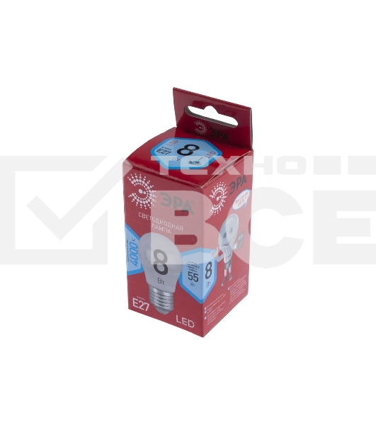 Лампа светодиодная Эра Б0049645 RED LINE LED P45-8W-840-E27 R 8 Вт шар нейтральный белый свет