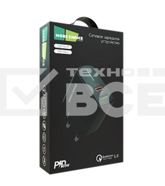 Сетевое зарядное устройство MORE CHOICE NC61 СЗУ 1USB+1USB-C 3.0A PD 20W+QC3.0 быстрая зарядка черный