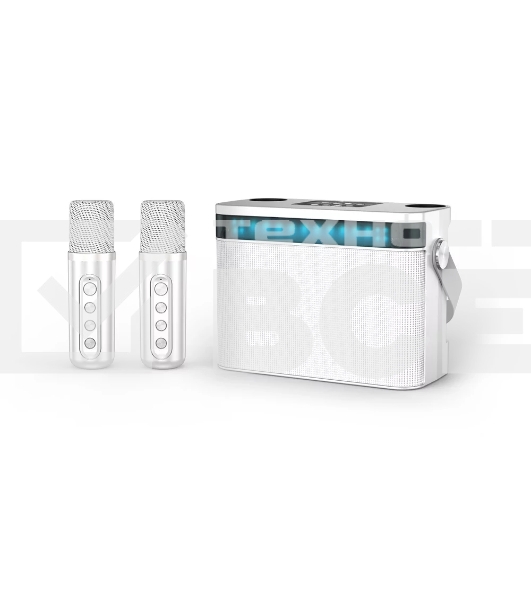 Переносная караоке система TRS2403 iconBIT K902W Колонка 10Вт, 2 микрофона Bluetooth, световые эффекты, аккумулятор в колонке 3000mAh и микрофонах, 22.3*9.6*15.7CM, белый