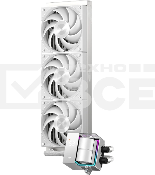 Система охлаждения PCCooler DS360 WH (310W, 360мм, LED temp., белый, ARGb Pump/Fans: 3x120мм, 86.73CFM, 28dBA, 2200RPM/Pump height 67мм, 28dBA, 3200RPM, Rad thickness 27мм/S: 1851, 1700, 1200, 20XX, 115X, AM5, AM4)