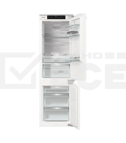 Встраиваемый холодильник Gorenje NRKI517E82WF, полезный объем 244 л, электронное управление, цифровой дисплей, автоматическое размораживание No Frost, быстрое замораживание, интенсивное охлаждение, зона свежести с контролем влажности, инверторный компрессор, энергоэффективность А+