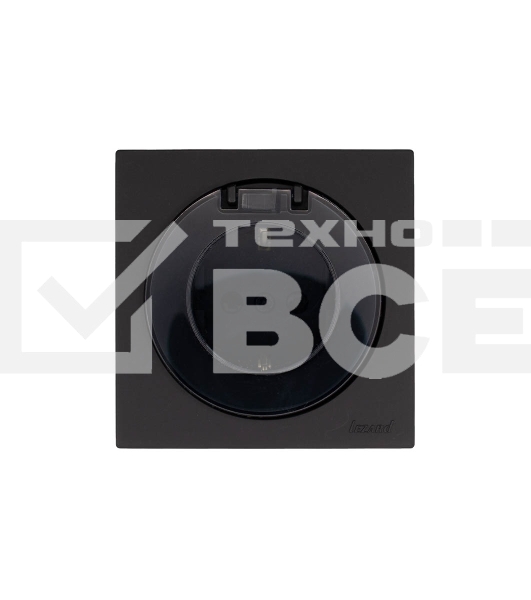 Розетка 1-м СП OSEN с заземл. с крышкой ПБТ механизм черный бархат LEZARD 743-4288-123B