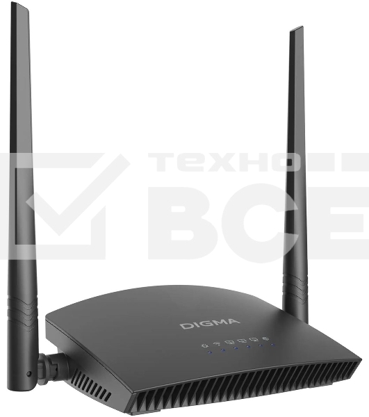 Роутер беспроводной Digma DWR-N301 N300 10/100BASE-TX черный (упак.:1шт)